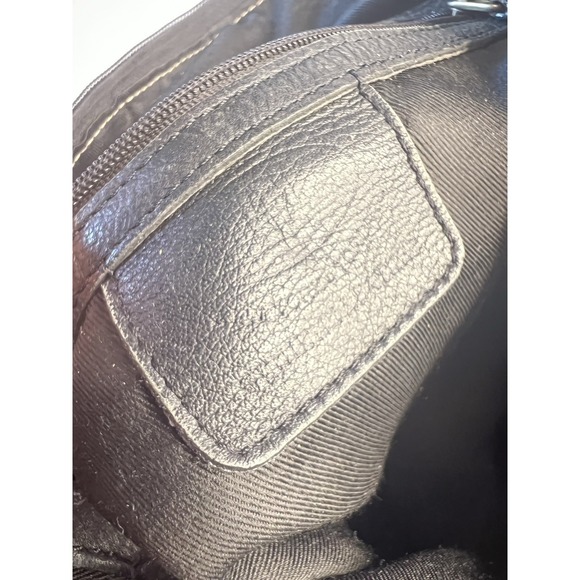 Vtg Y2K Grunge Faded Black Leather Shoulder Bag Women City Street - Picture 12 of 14